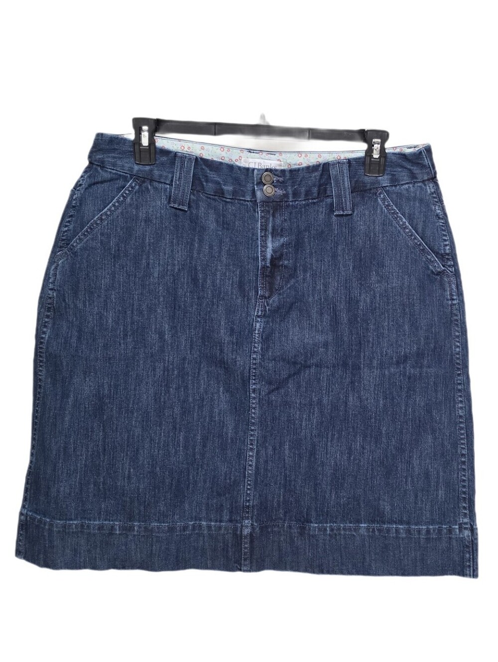 CJ Banks Women's Plus Size 16W Dark Wash Blue Stretch Mid-Rise Denim Skirt